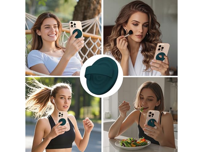 Poignée pour téléphone — Magnetic Phone Ring Grip Holder Silicone Finger Loop Dark Green