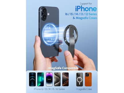 Poignée pour téléphone — Magnetic Phone Ring Holder for Compatible Smartphones Black
