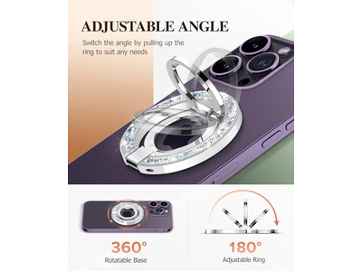 Poignée pour téléphone — Magnetic Phone Ring Holder with Adjustable Stand and Kickstand