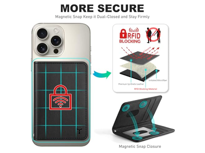 Portefeuille — Magnetic Phone Wallet with 6 Card Holders RFID Blocking Black