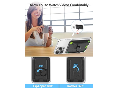 Portefeuille — Magnetic Wallet for Phone 6-Card Holder RFID Blocking Black