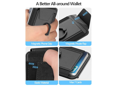 Portefeuille — Magnetic Wallet for Phone 6-Card Holder RFID Blocking Black