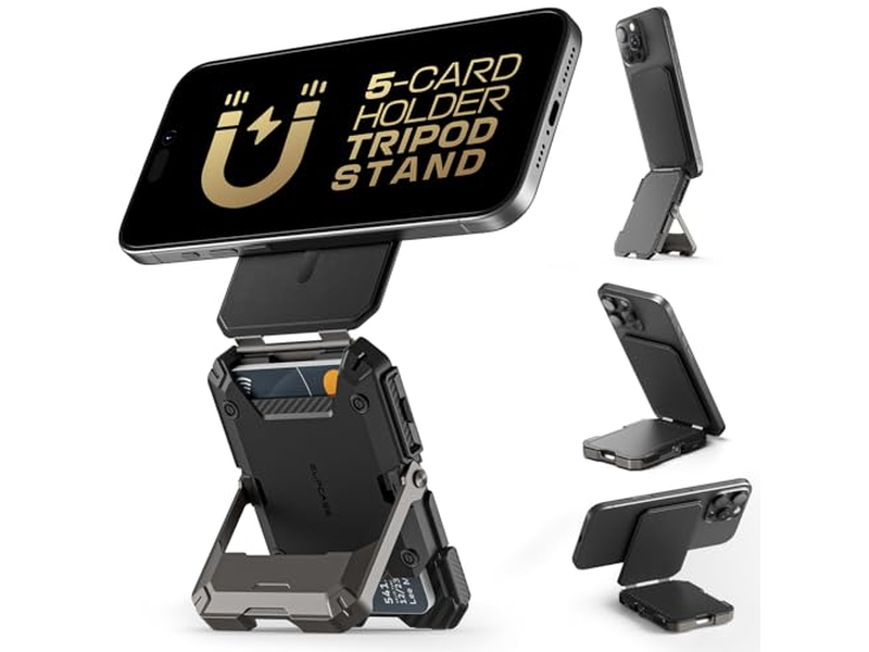 Portefeuille — Magnetic Wallet with Stand Holds 5 Cards RFID Blocking Black