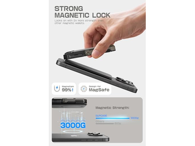 Portefeuille — Magnetic Wallet with Stand Holds 5 Cards RFID Blocking Black