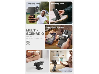 Portefeuille — Magnetic Wallet with Stand Holds 5 Cards RFID Blocking Black