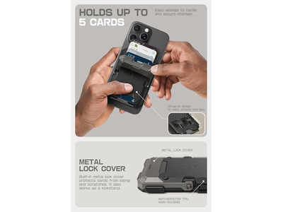 Portefeuille — Magnetic Wallet with Stand Holds 5 Cards RFID Blocking Black