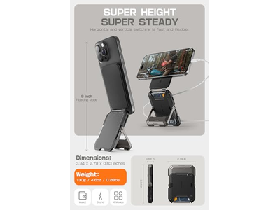 Portefeuille — Magnetic Wallet with Stand Holds 5 Cards RFID Blocking Black