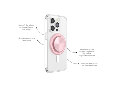 Poignée pour téléphone — MagSafe Phone Grip with Kickstand and Swappable Top Dusty Rose