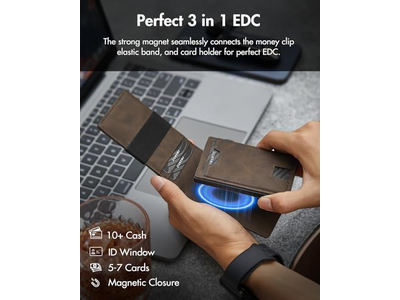 Portefeuille — 3 in 1 MagSafe Wallet- Slim Bifold Money Clip - Card Holder - Cash Str