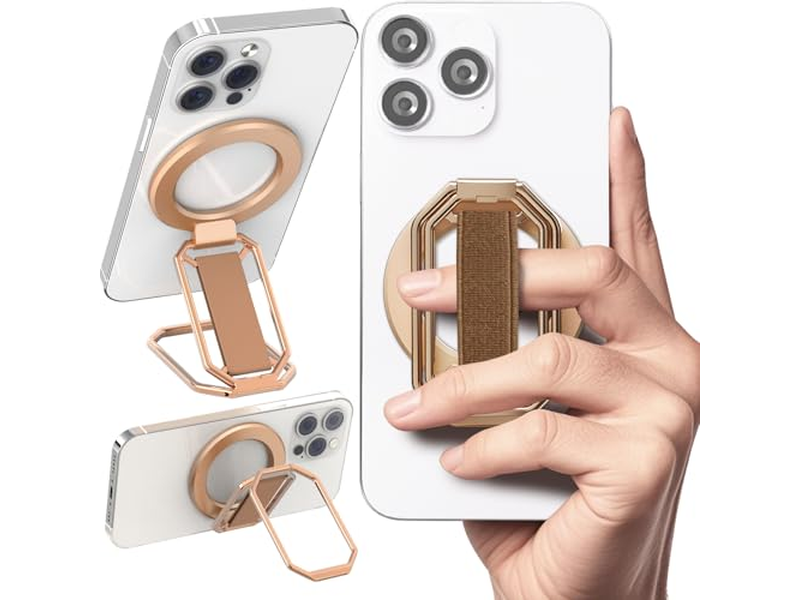 Poignée pour téléphone — 4-in-1 Magnetic Phone Grip Stand with Finger Strap Loop and Kickstand