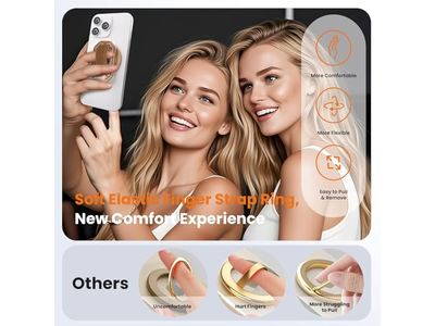 Poignée pour téléphone — 4-in-1 Magnetic Phone Grip Stand with Finger Strap Loop and Kickstand