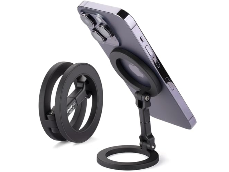 Support pour téléphone — Double Magnetic Ring Phone Holder Quick Attach to Any Iron Surface