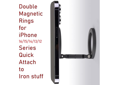 Support pour téléphone — Double Magnetic Ring Phone Holder Quick Attach to Any Iron Surface