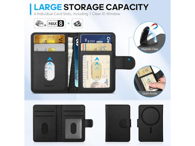 Portefeuille — Genuine Leather Magnetic Card Holder with RFID Blocking and 6 Slots