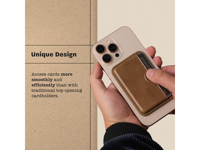 Portefeuille — Handcrafted Leather Card Wallet - Slim Magnetic - 2-Card Holder - Coco