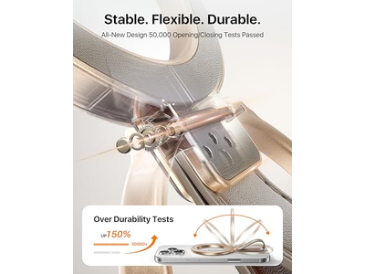 Poignée pour téléphone — Leather Magnetic Phone Grip with Adjustable Ring Kickstand for MagSafe