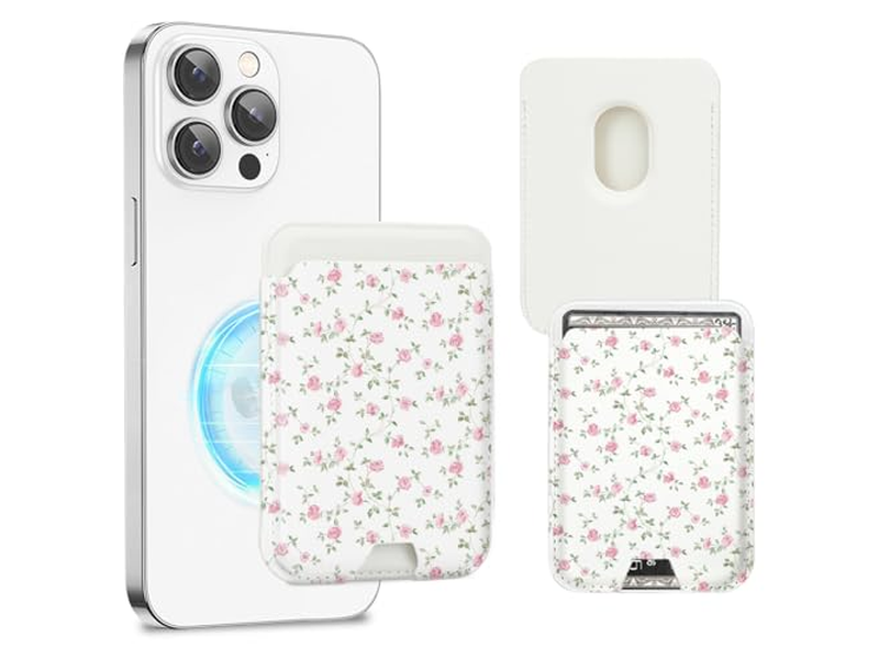 Portefeuille — Magnetic Card Holder Wallet Compatible with iPhone Fits 3 Cards Pink