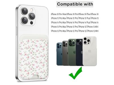 Portefeuille — Magnetic Card Holder Wallet Compatible with iPhone Fits 3 Cards Pink