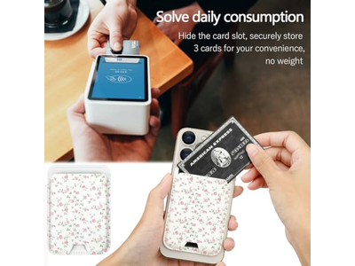 Portefeuille — Magnetic Card Holder Wallet Compatible with iPhone Fits 3 Cards Pink
