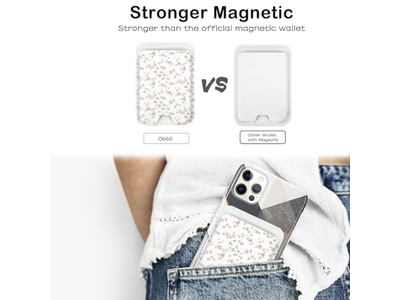 Portefeuille — Magnetic Card Holder Wallet Compatible with iPhone Fits 3 Cards Pink