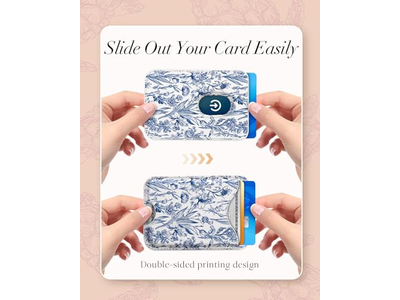 Portefeuille — Magnetic Card Holder Wallet for iPhone - Blue Flower Pattern Fits 3 C