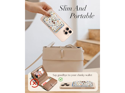 Portefeuille — Magnetic Card Holder Wallet with Floral Pattern for iPhone Series