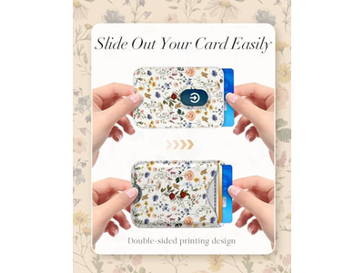 Portefeuille — Magnetic Card Holder Wallet with Floral Pattern for iPhone Series