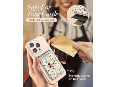 Portefeuille — Magnetic Card Holder Wallet with Floral Pattern for iPhone Series