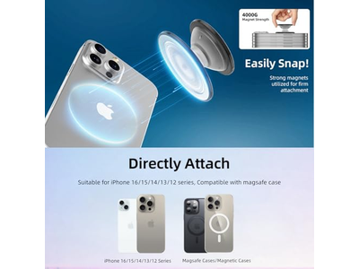 Poignée pour téléphone — Magnetic Phone Grip Holder with Collapsible Stand Transparent Pink