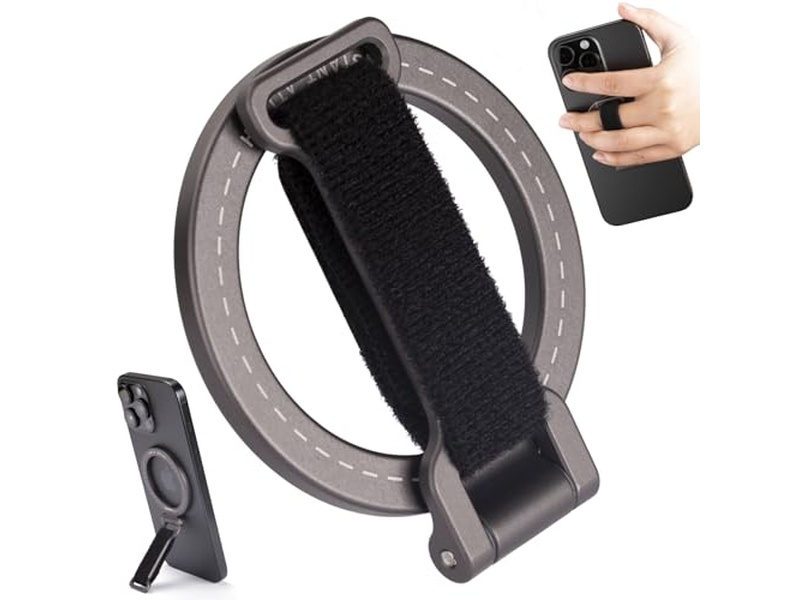 Poignée pour téléphone — Magnetic Phone Grip Kickstand with Adjustable Strap and Strong Magnets