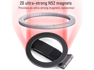 Poignée pour téléphone — Magnetic Phone Grip Kickstand with Adjustable Strap and Strong Magnets