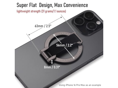 Poignée pour téléphone — Magnetic Phone Grip Kickstand with Adjustable Strap and Strong Magnets