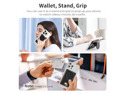 Portefeuille — Magnetic Phone Grip Wallet Stand Expandable and Collapsible White