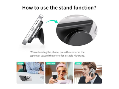 Portefeuille — Magnetic Phone Grip Wallet Stand Expandable and Collapsible White