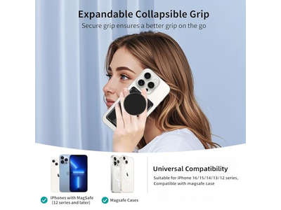Portefeuille — Magnetic Phone Grip Wallet Stand Expandable and Collapsible White