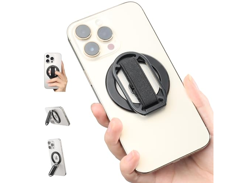 Poignée pour téléphone — Magnetic Phone Grip with Adjustable Finger Ring Kickstand for MagSafe