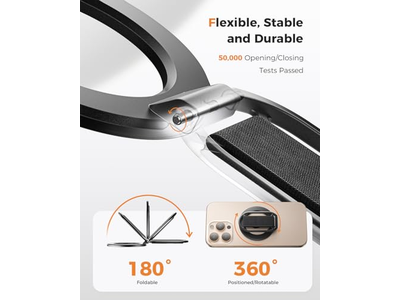 Poignée pour téléphone — Magnetic Phone Grip with Adjustable Finger Ring Kickstand for MagSafe