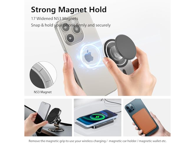 Poignée pour téléphone — Magnetic Phone Grip with Expandable Kickstand Compatible with MagSafe