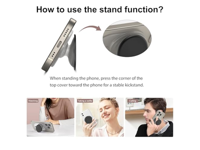 Poignée pour téléphone — Magnetic Phone Grip with Expandable Kickstand Compatible with MagSafe