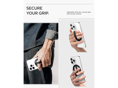 Poignée pour téléphone — Magnetic Phone Holder Grip with Finger Strap Loop for MagSafe and Pixe
