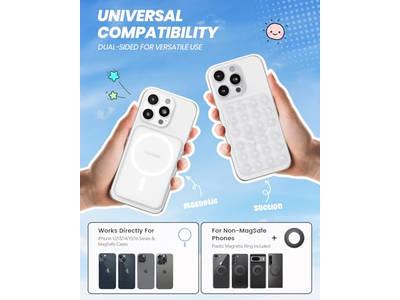 Support pour téléphone — Magnetic Phone Mount for Removable Sticky Grip Holder Transparent