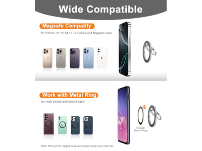 Poignée pour téléphone — Magnetic Phone Ring Holder for Cell Phones Two-Sided Stand Silver