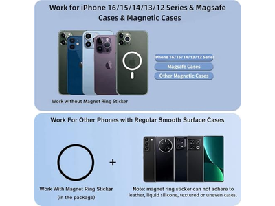 Poignée pour téléphone — Magnetic Phone Ring Holder for MagSafe Adjustable Grip Stand Removab