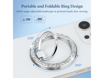 Poignée pour téléphone — Magnetic Phone Ring Holder Stand with MagSafe Accessory Silver