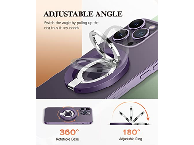 Poignée pour téléphone — Magnetic Phone Ring Holder with Adjustable Stand and Kickstand - Purpl