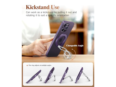 Poignée pour téléphone — Magnetic Phone Ring Holder with Adjustable Stand and Kickstand - Purpl
