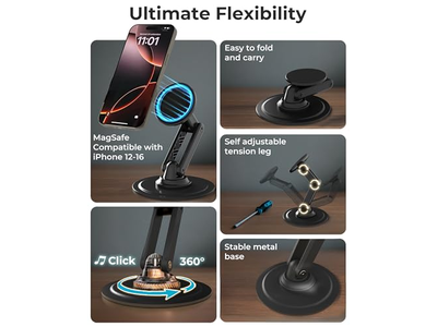 Support pour téléphone — Magnetic Phone Stand for Desk Mag360 Adjustable MagSafe Stand