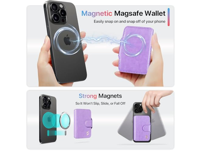 Portefeuille — Magnetic Phone Wallet Card Holder with RFID Blocking 5 Slots for 7 Ca