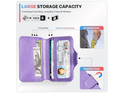 Portefeuille — Magnetic Phone Wallet Card Holder with RFID Blocking 5 Slots for 7 Ca