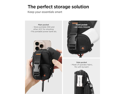 Portefeuille — Magnetic Pouch Organizer for SSD and Card Storage with Clip - Black